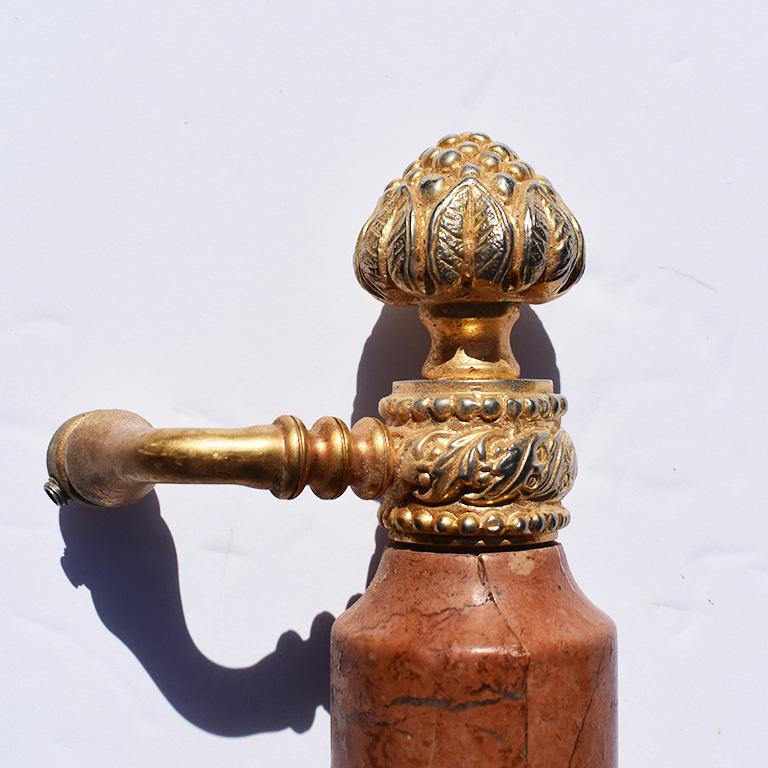 Rococo Revival Pink Marble Stone Shower Door Handle Bar Pull Vintage Sherle Wagner, circa 1970