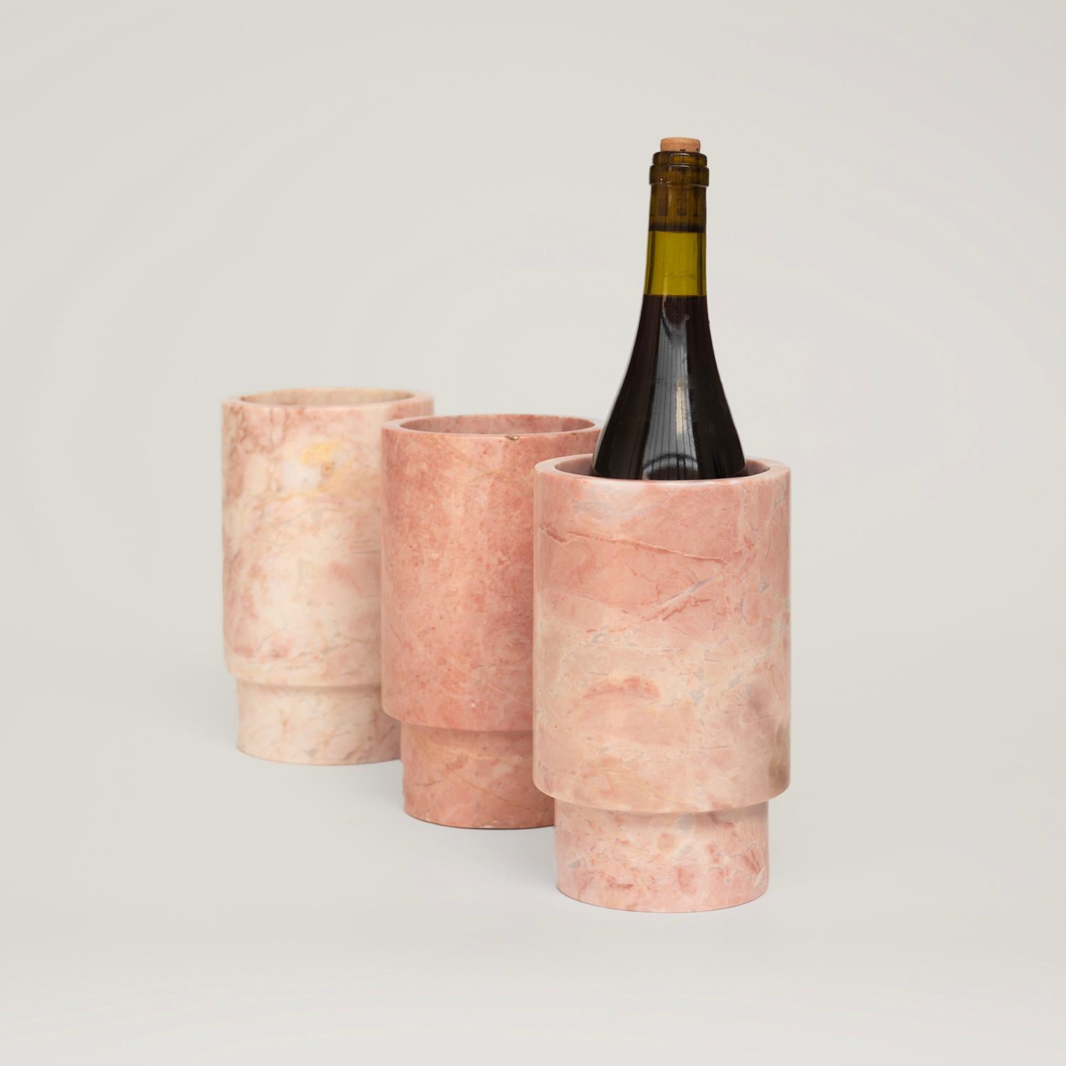 European Pink Marble Wine Cooler / Vase For Sale
