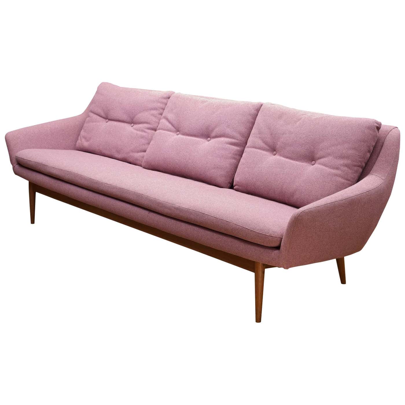 Pink-Mauve Scandinavian Sofa Vintage 1960s Mid-Century Modern Mad Men ...