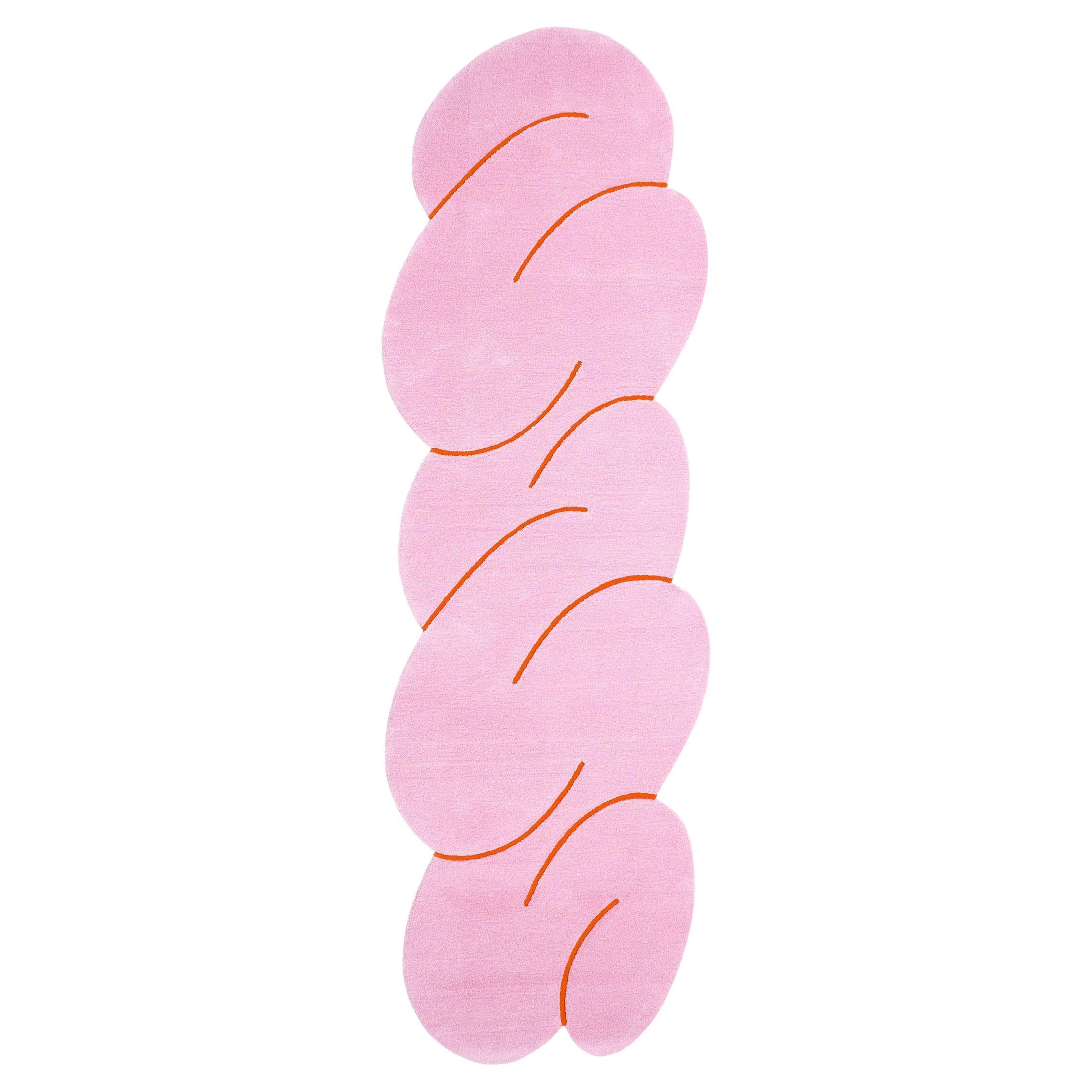 Pink Mélange Squiggle Rug Crafted in New Zealand Wool by Okej Studio