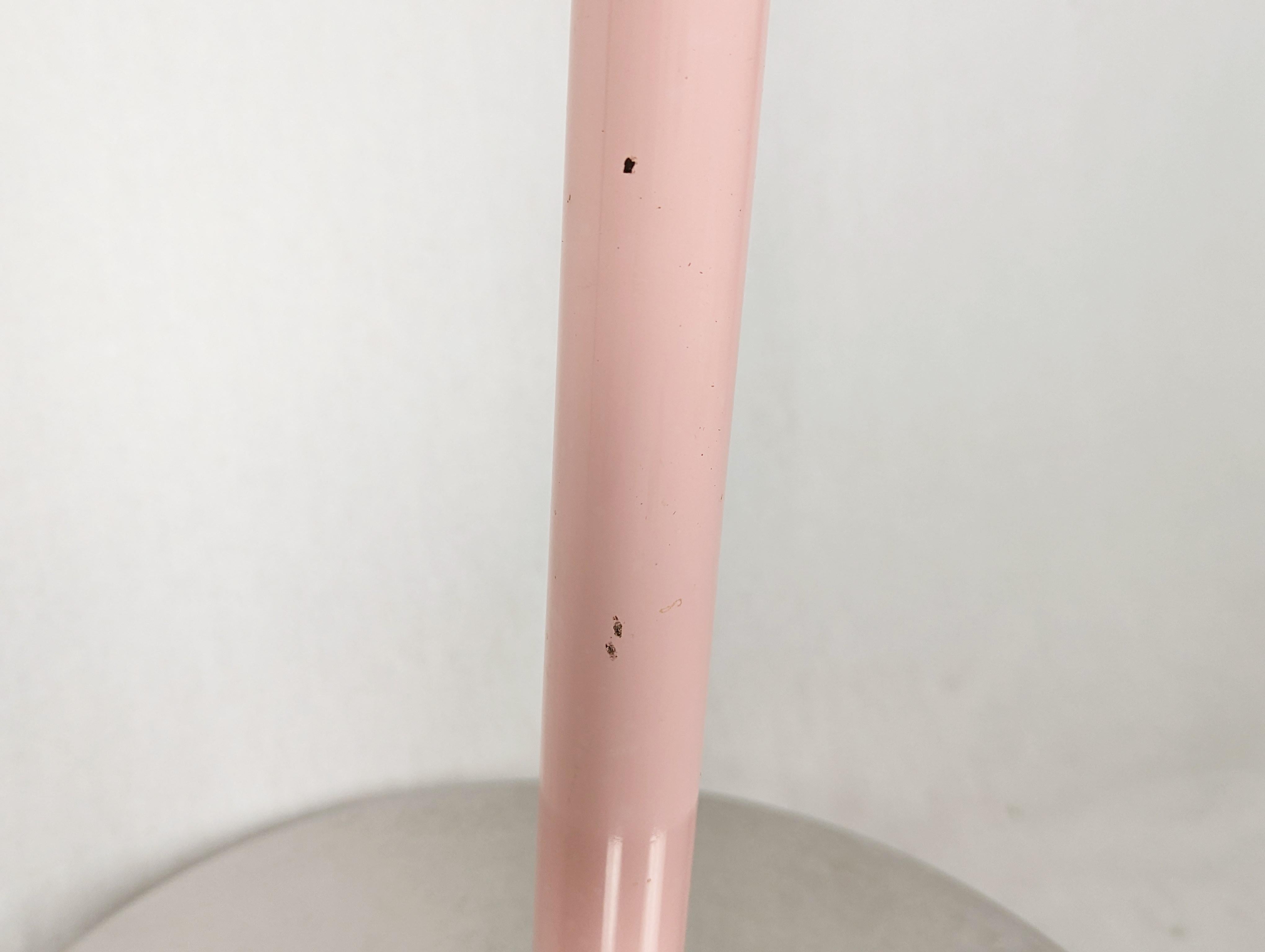 pink metal & leather 1960/70s occasional stool Sella by Castiglioni for Zanotta For Sale 6