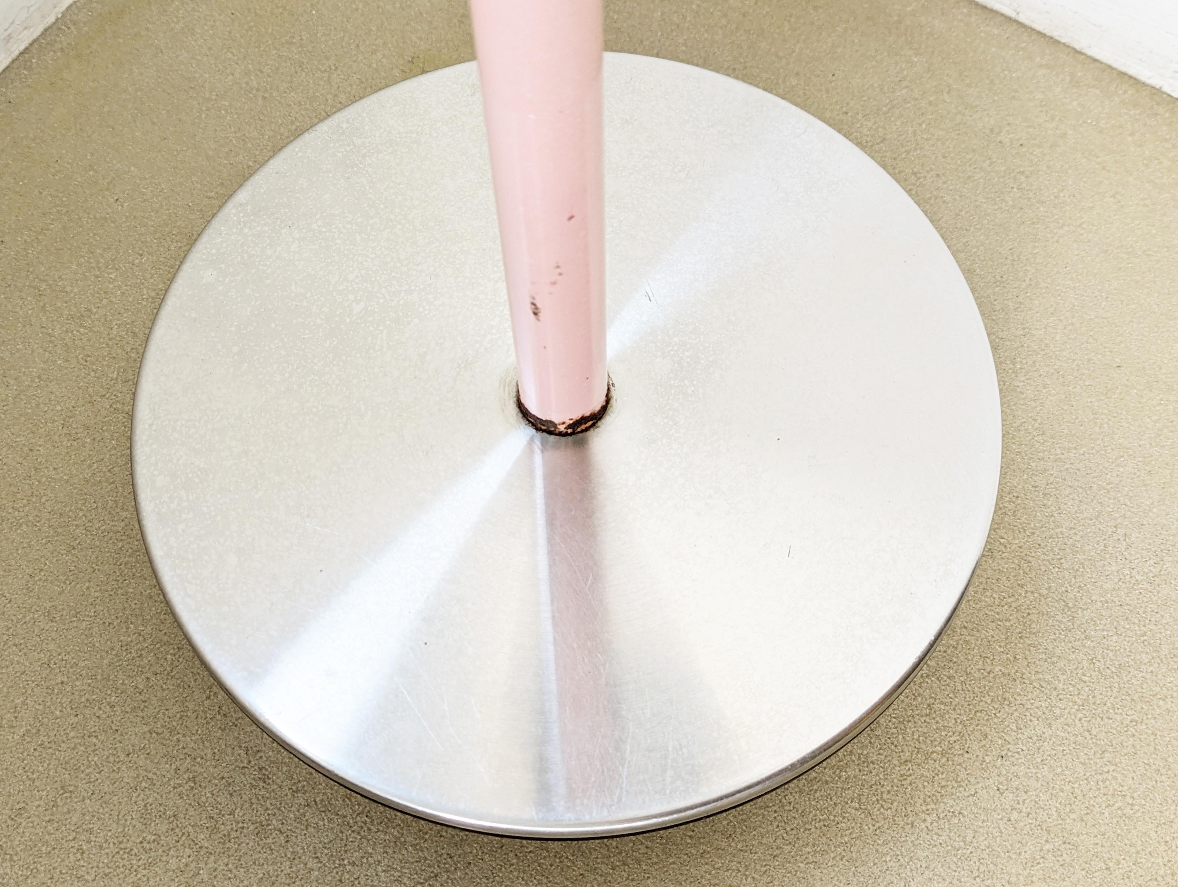 pink metal & leather 1960/70s occasional stool Sella by Castiglioni for Zanotta For Sale 9