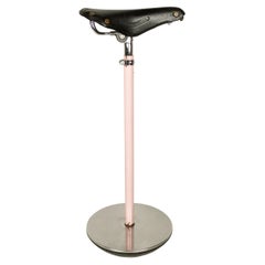 pink metal & leather 1960/70s occasional stool Sella by Castiglioni for Zanotta