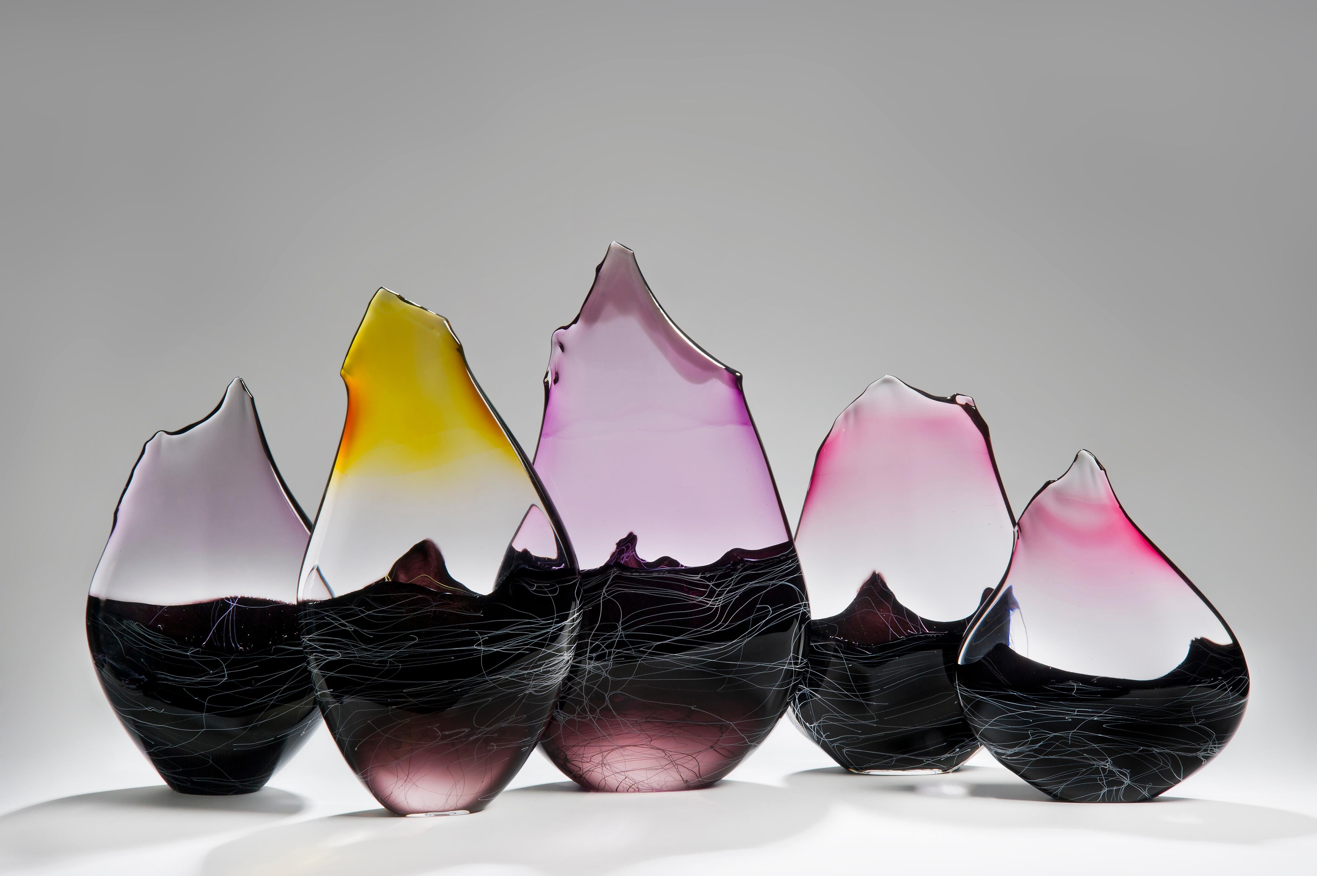 Contemporary Purple Metamorphic, a purple, white & black glass sculpture by James Alexander