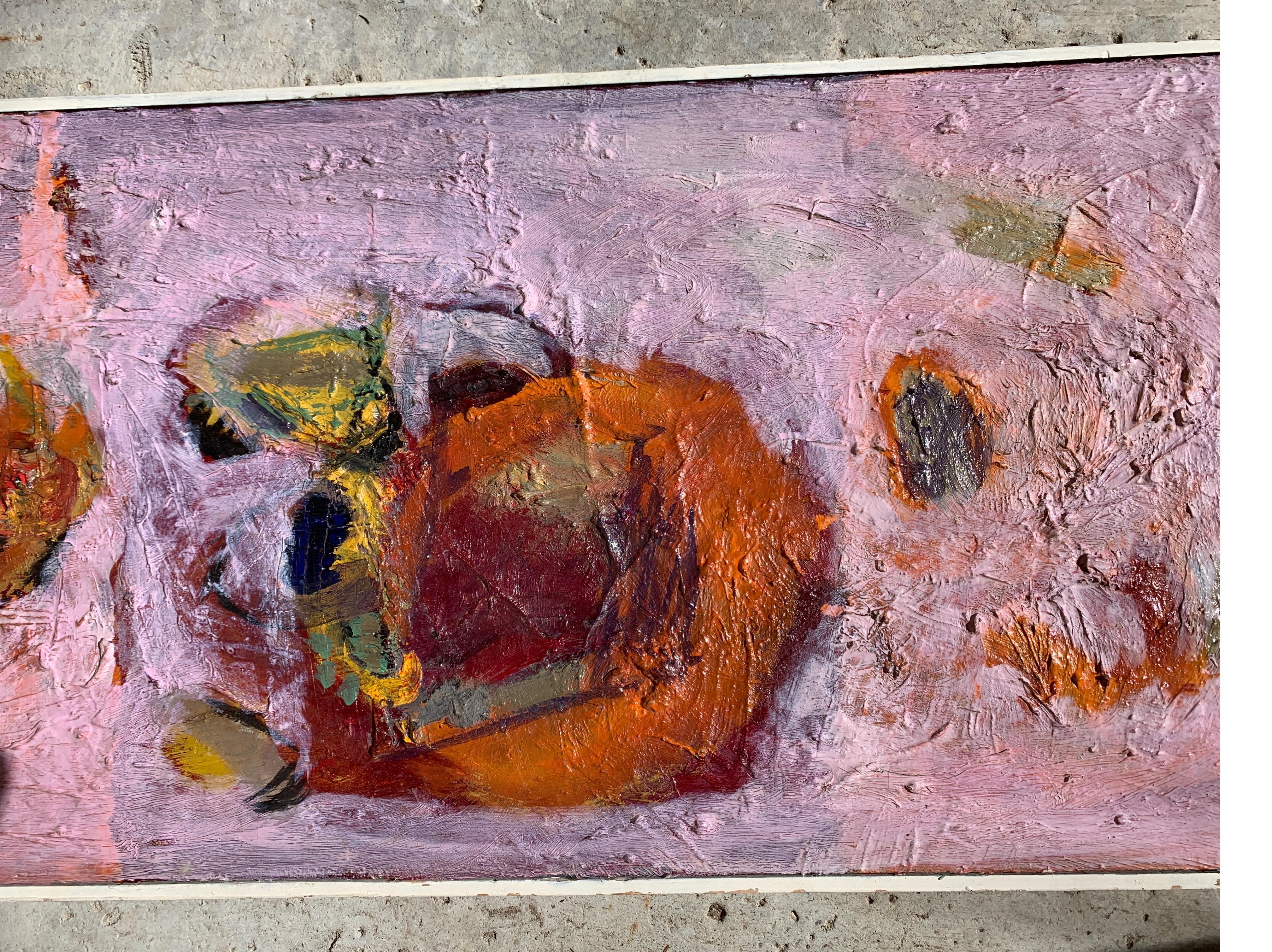 Brutalist Original Pink Abstract Painting by San Francisco Artist 9
