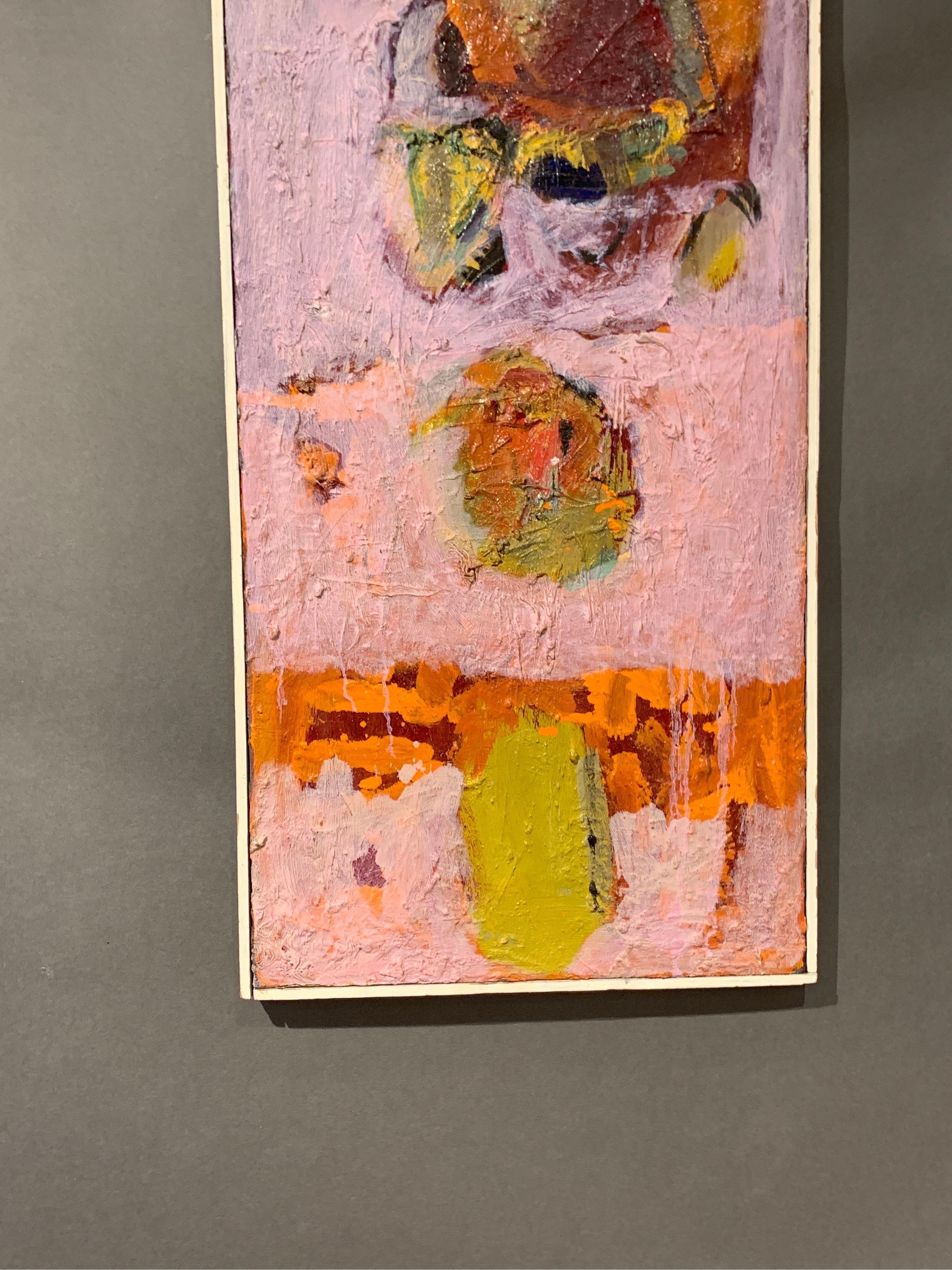 Brutalist Original Pink Abstract Painting by San Francisco Artist In Good Condition In Palm Springs, CA
