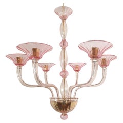 Pink Mid-Century Murano glass chandelier, Italy