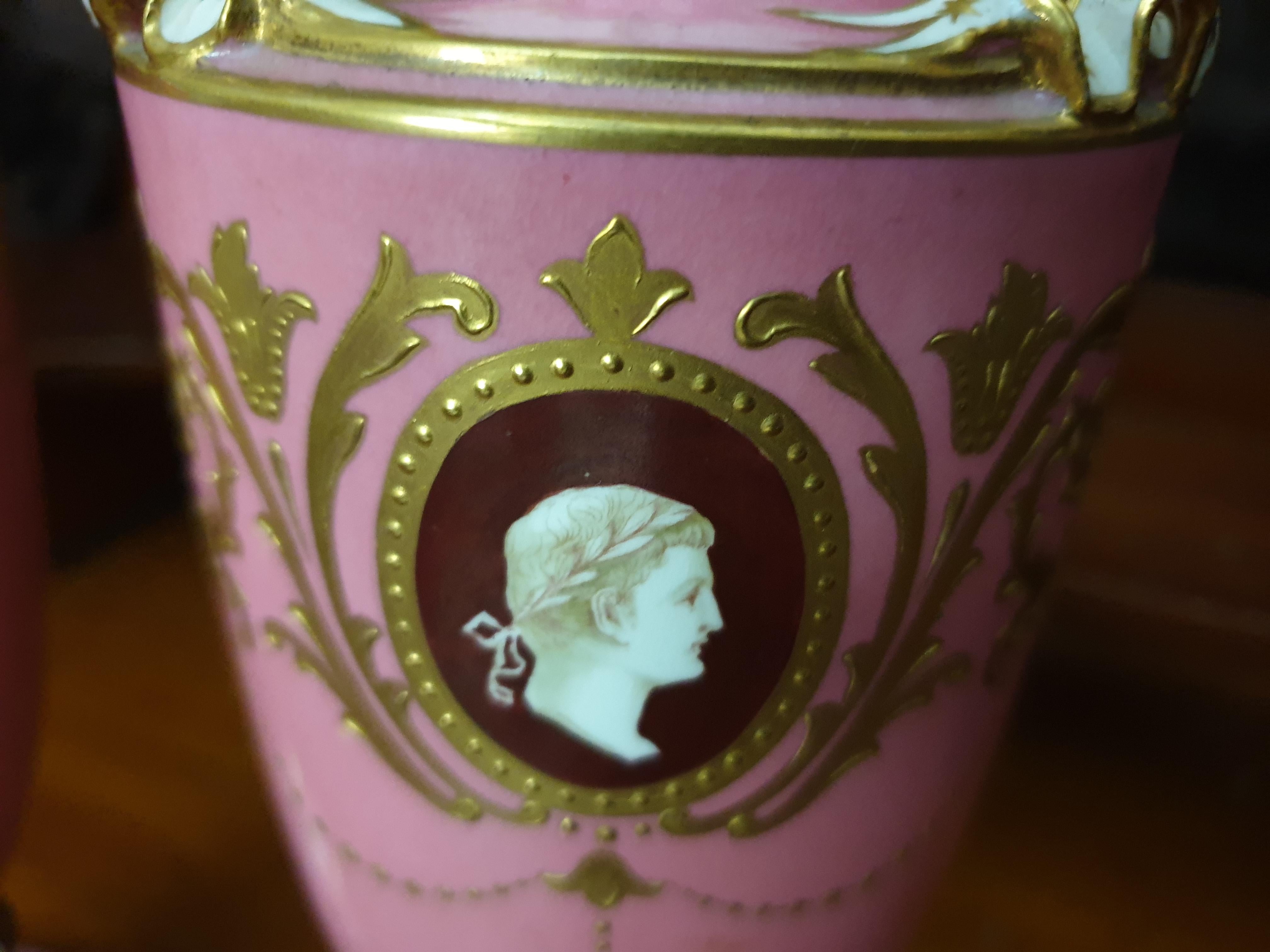 Pink Minton Medallion Vases Pate Sur Pate Style, 19th Century For Sale 12