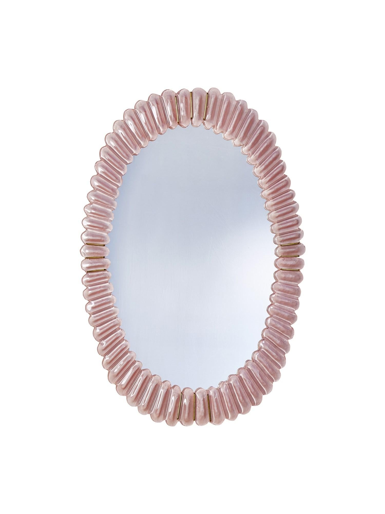 Mid-Century Modern Pink Mirror by Studio Glustin For Sale