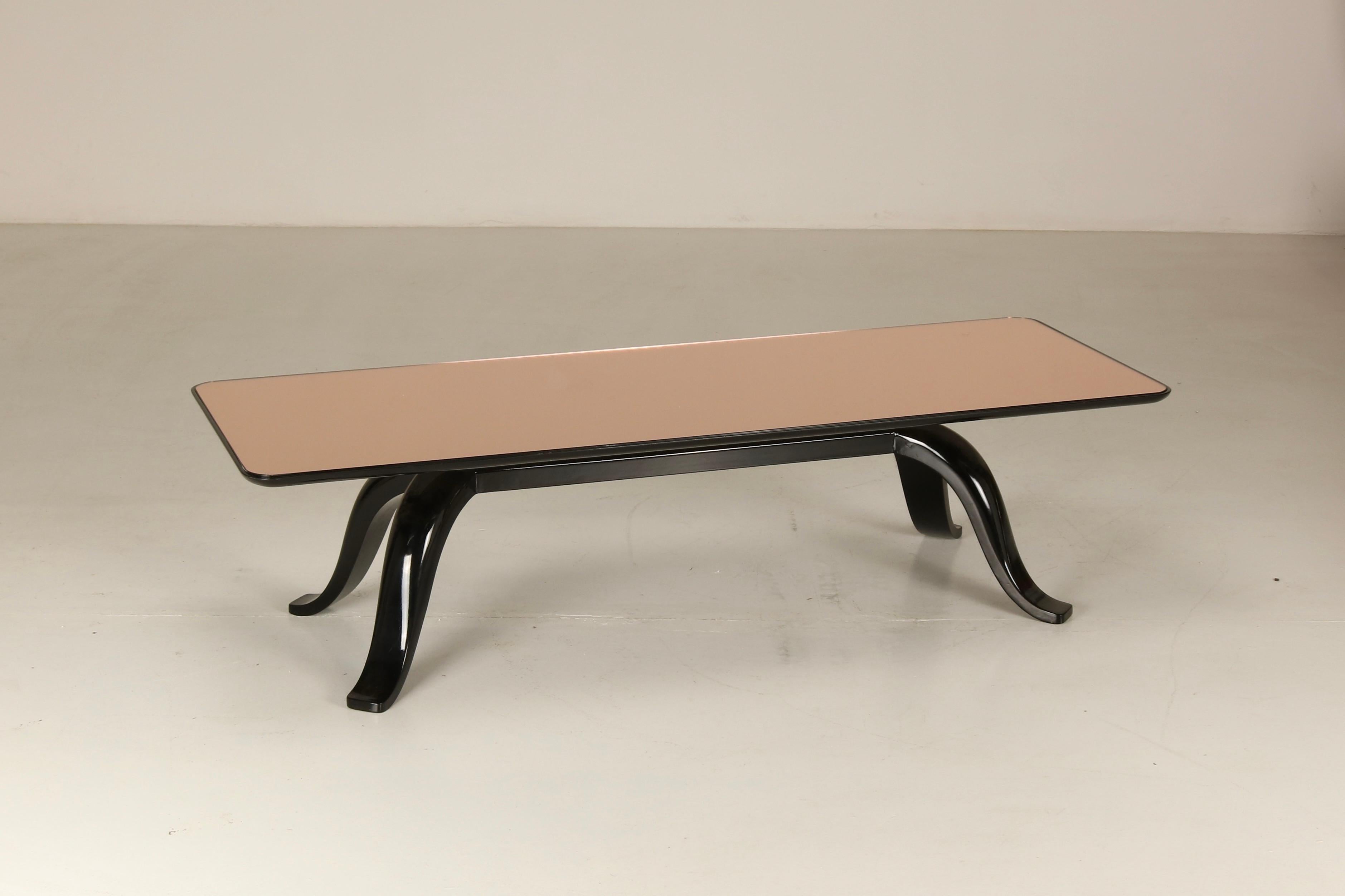 Mid-20th Century Pink Mirrored Low Table By Pietro Chiesa, Fontana Arte, Italian Design '30 For Sale