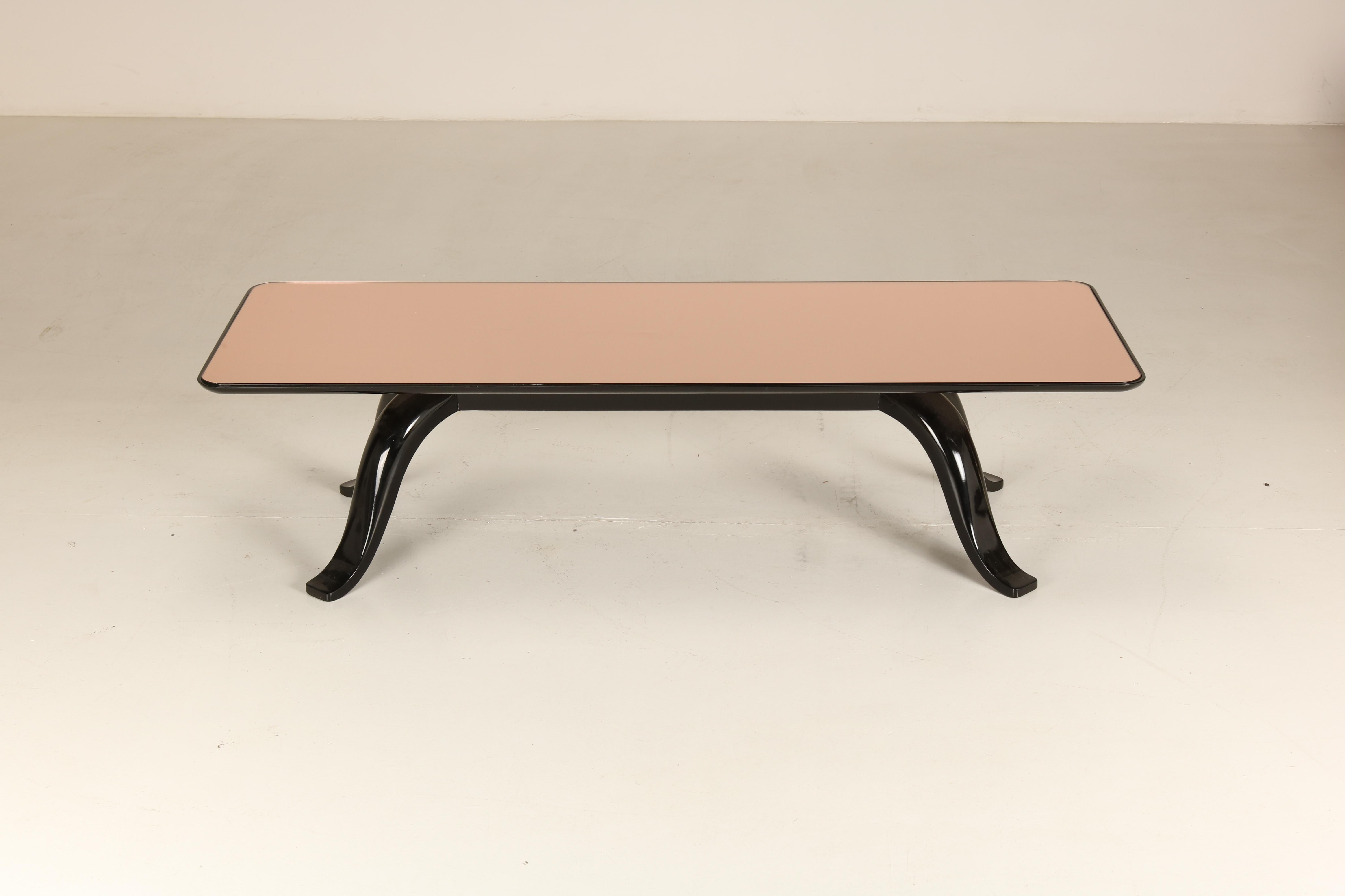 Pink Mirrored Low Table By Pietro Chiesa, Fontana Arte, Italian Design '30 For Sale 3