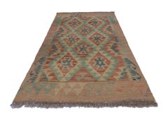 Rosafarbener moderner Kelim-Teppich Orientalischer Kelim-Teppich aus skandinavischer Wolle im Angebot