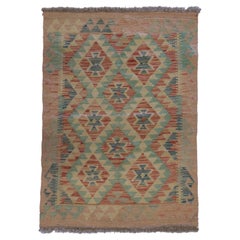 Rosafarbener moderner Kelim-Teppich Orientalischer Kelim-Teppich aus skandinavischer Wolle im Angebot