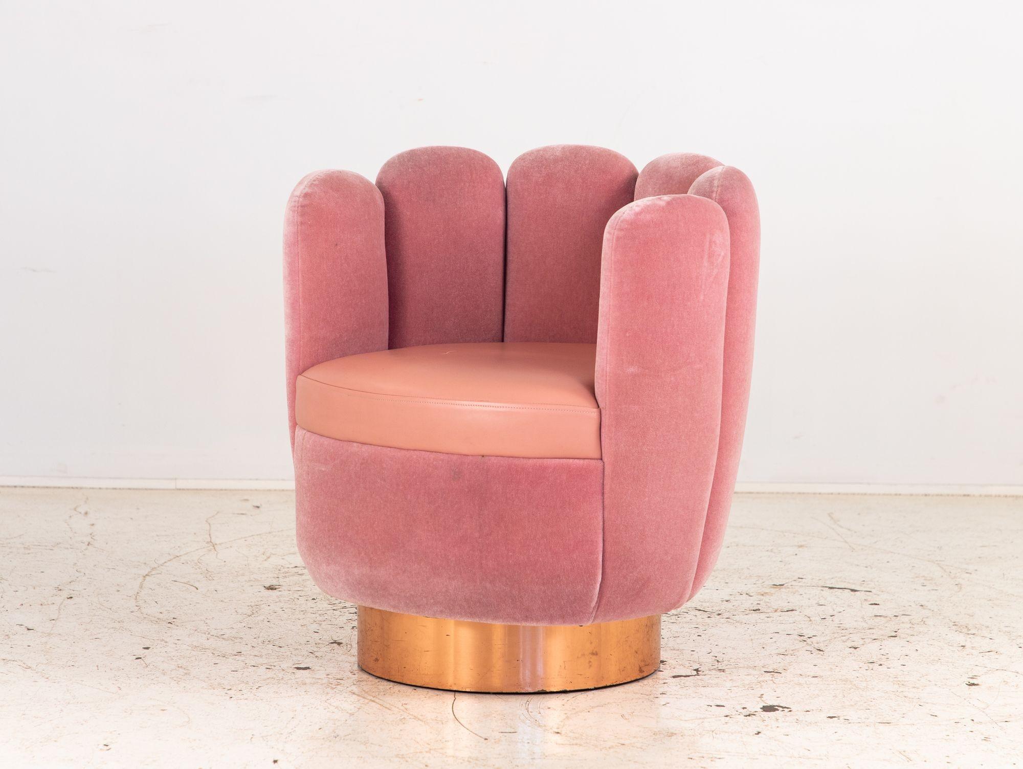 English Pink Mohair and Leather Swivel Chair, Sketch Restaurant, London 2014