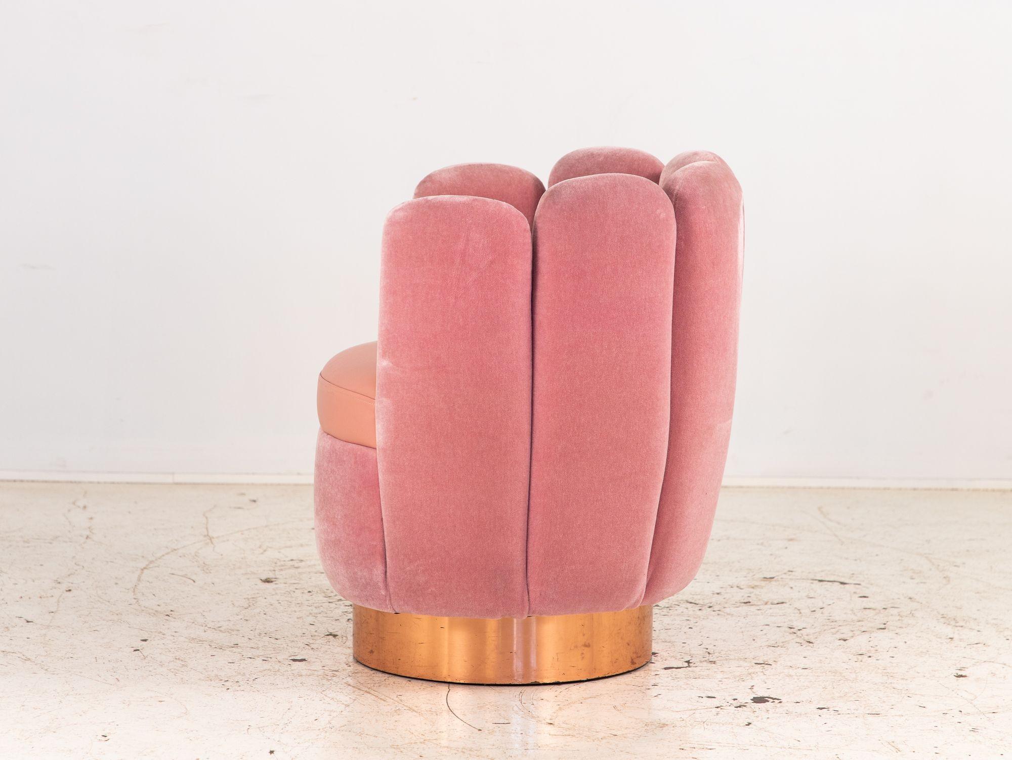 Pink Mohair and Leather Swivel Chair, Sketch Restaurant, London 2014 In Good Condition In South Salem, NY