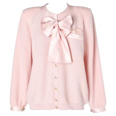 Pink mohair and silk border cardigan "Scratch" 