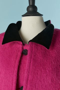 Pink mohair coat with velvet collar and belt DANIEL ROLAND