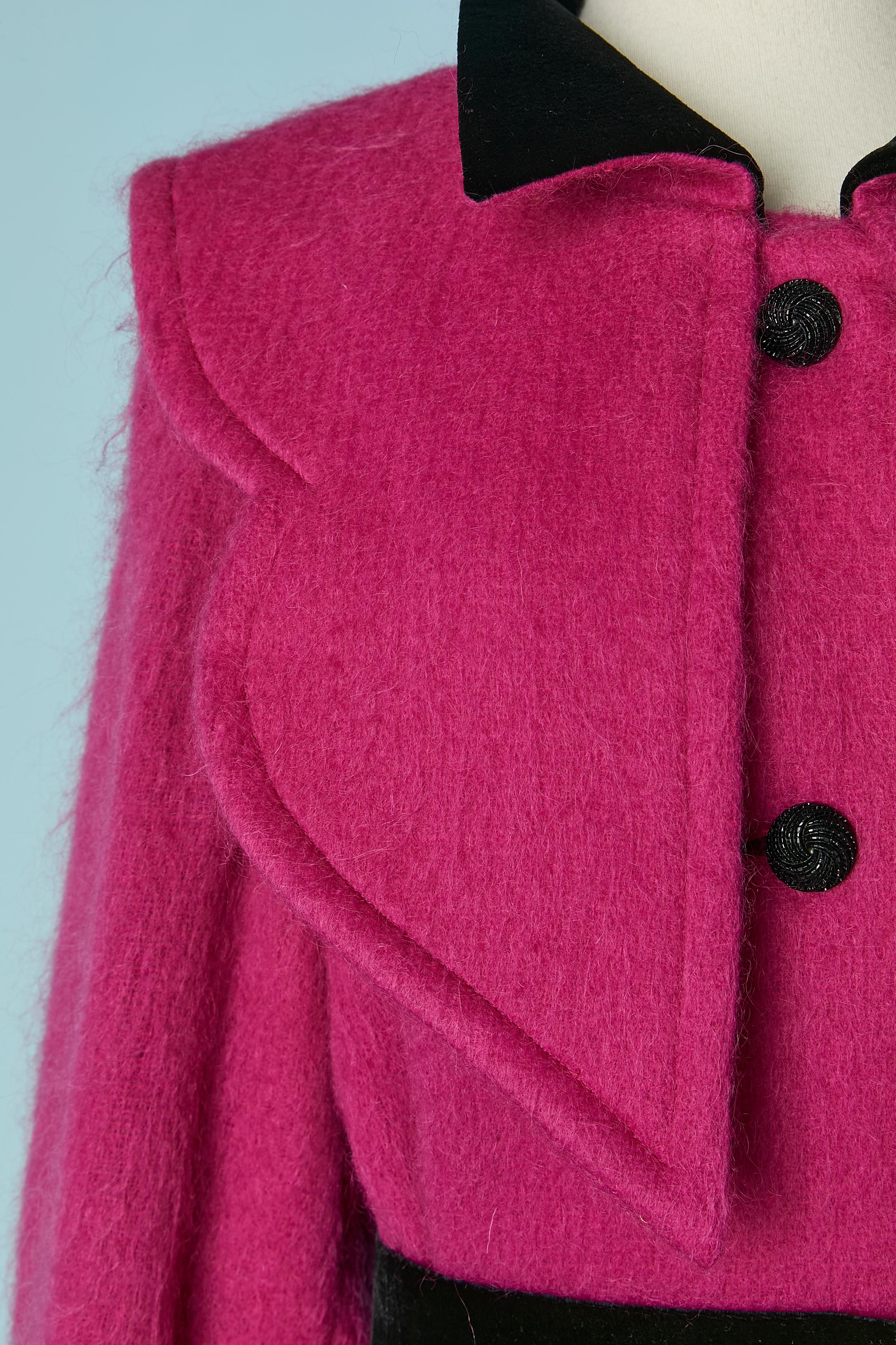 Women's Pink mohair coat with velvet collar and belt DANIEL ROLAND