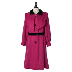 Vintage Pink mohair coat with velvet collar and belt DANIEL ROLAND