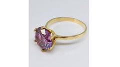 Pink Moissanite Ring 14K Yellow Gold