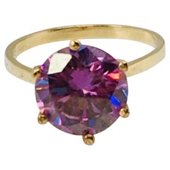 Pink Moissanite Ring 14K Yellow Gold