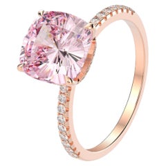 Pink Moissanite Ring Rose Gold Plated 