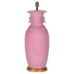 Pink Monochrome Chinese 20th Century Porcelain Table Lamp