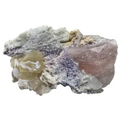 Cristal de Morganita Rosa con Lepidolita Púrpura y Cuarzo De Kunnar, Afganistán