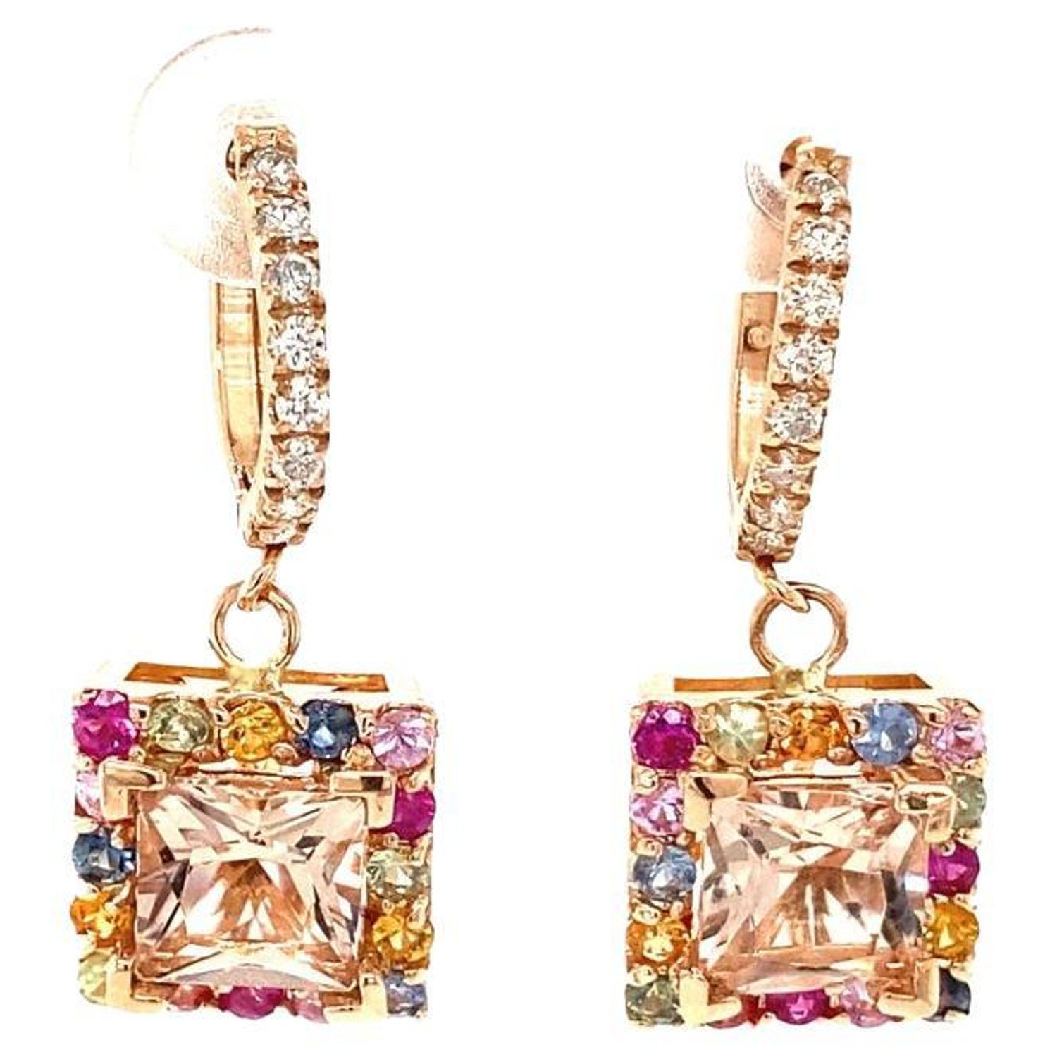 Louis Vuitton Couture Diamond and Pink Sapphire Drop Earrings For