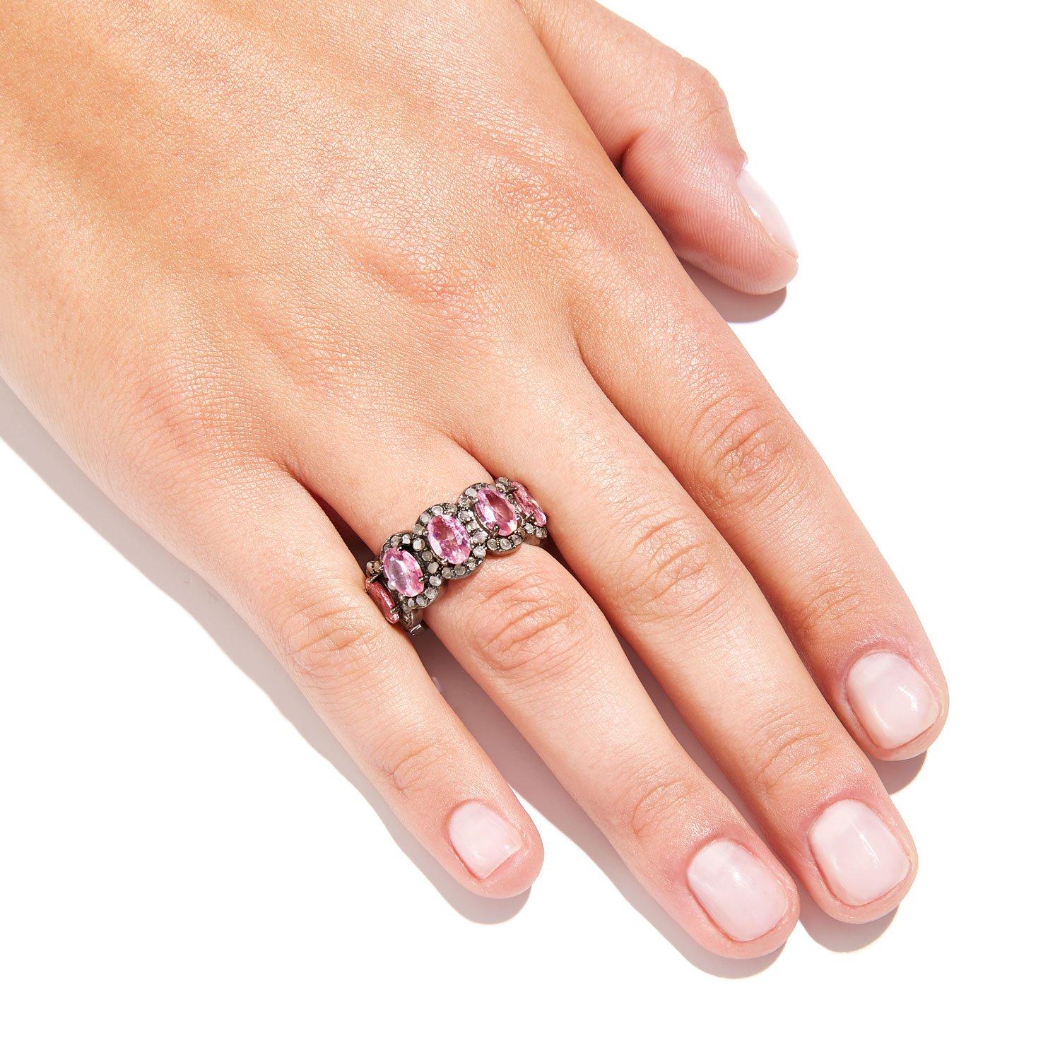 Art Deco Pink Morganite Diamond Tiara Ring  For Sale