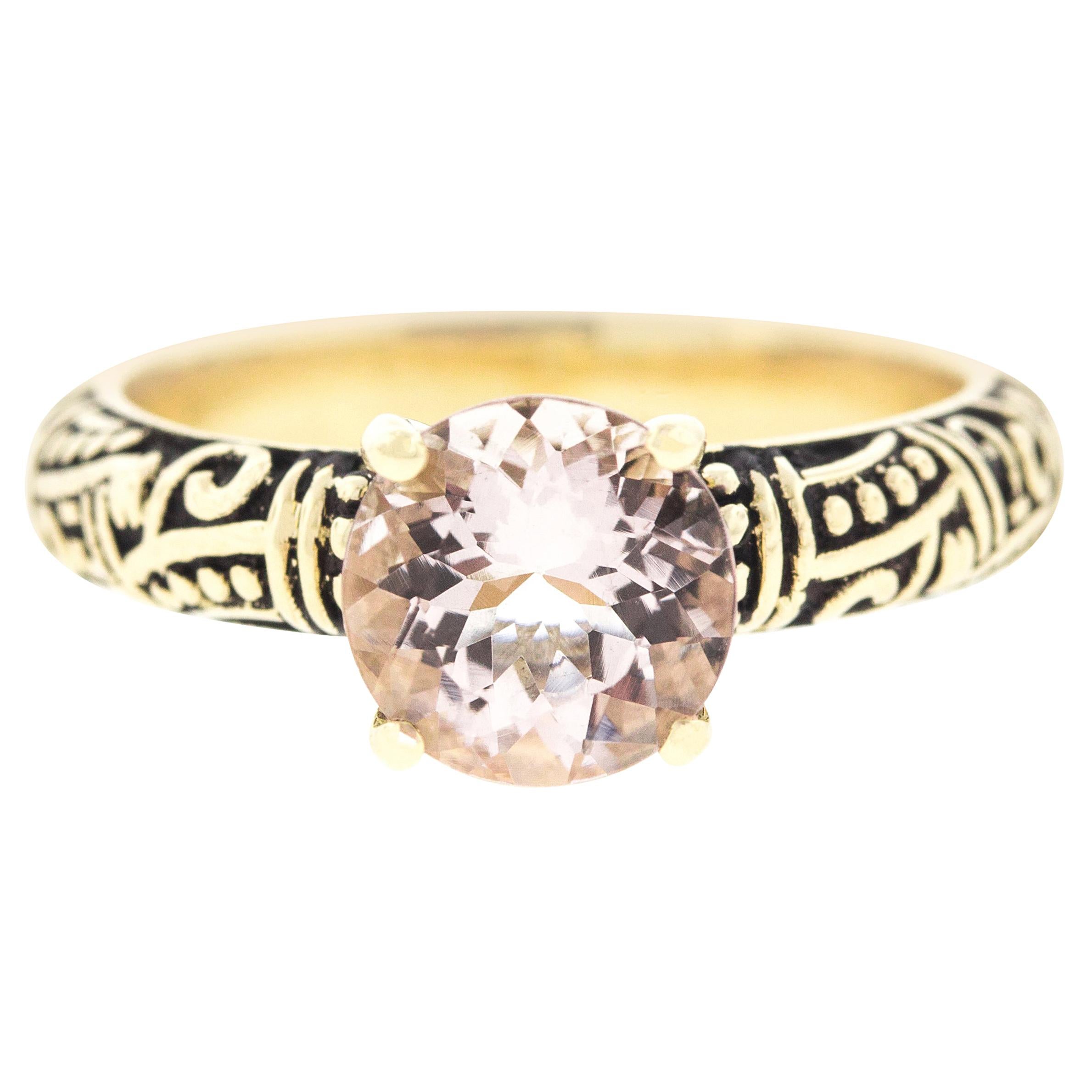 Pink Morganite Engagement Ring with Custom Engraving