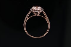 Pink Morganite Engagement Ring with Diamond Halo 'Rose Gold'