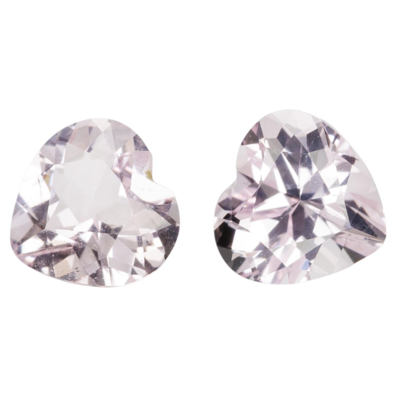 Pink morganite heart shape pair, 1.3 cts