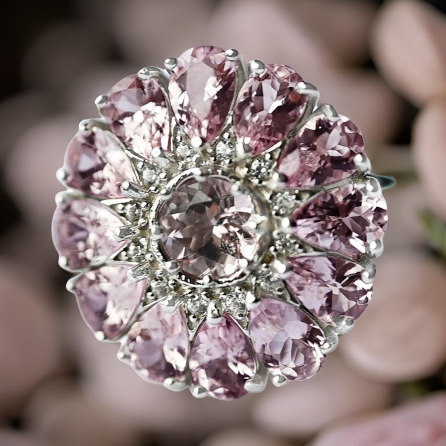 Art Deco Pink Morganite Ring 6mm Round Morganite Engagement Ring Halo Ring Gift For Her For Sale