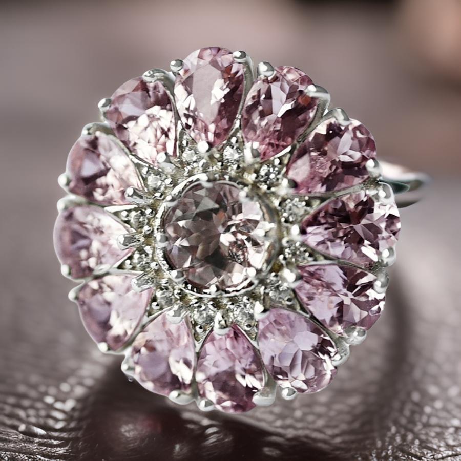Pear Cut Pink Morganite Ring 6mm Round Morganite Engagement Ring Halo Ring Gift For Her For Sale