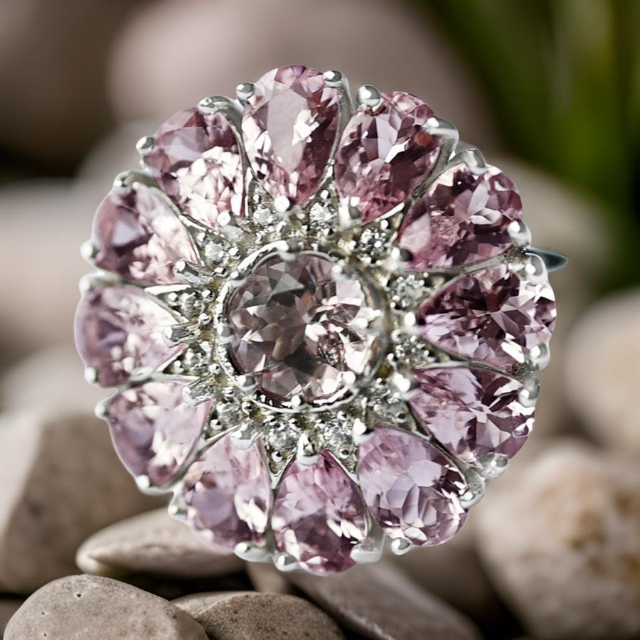 Women's Pink Morganite Ring 6mm Round Morganite Engagement Ring Halo Ring Gift For Her For Sale