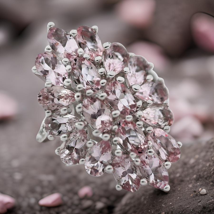 Pink Morganite Ring, Real Morganite Cluster Ring in .925 Sterling Silver with Rhodium Plating, for Women, October Birthstone Ring, Gift Her

Matel: - 925 sterling silver
Gemstone :- Pink Morganite
Stone Shape: Oval Faceted
Stone color: Pink
Stone