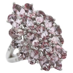 Anello con morganite rosa, anello a grappolo con vera morganite in argento 925