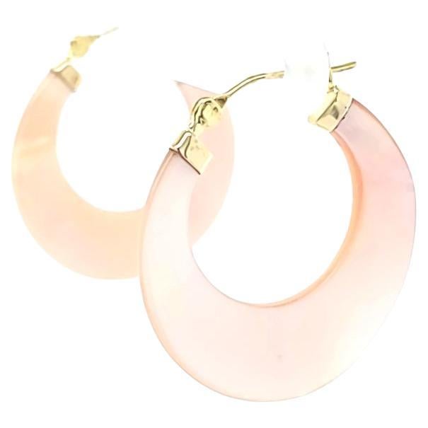 Pink Mother of Pearl Hoop Earrings For Sale