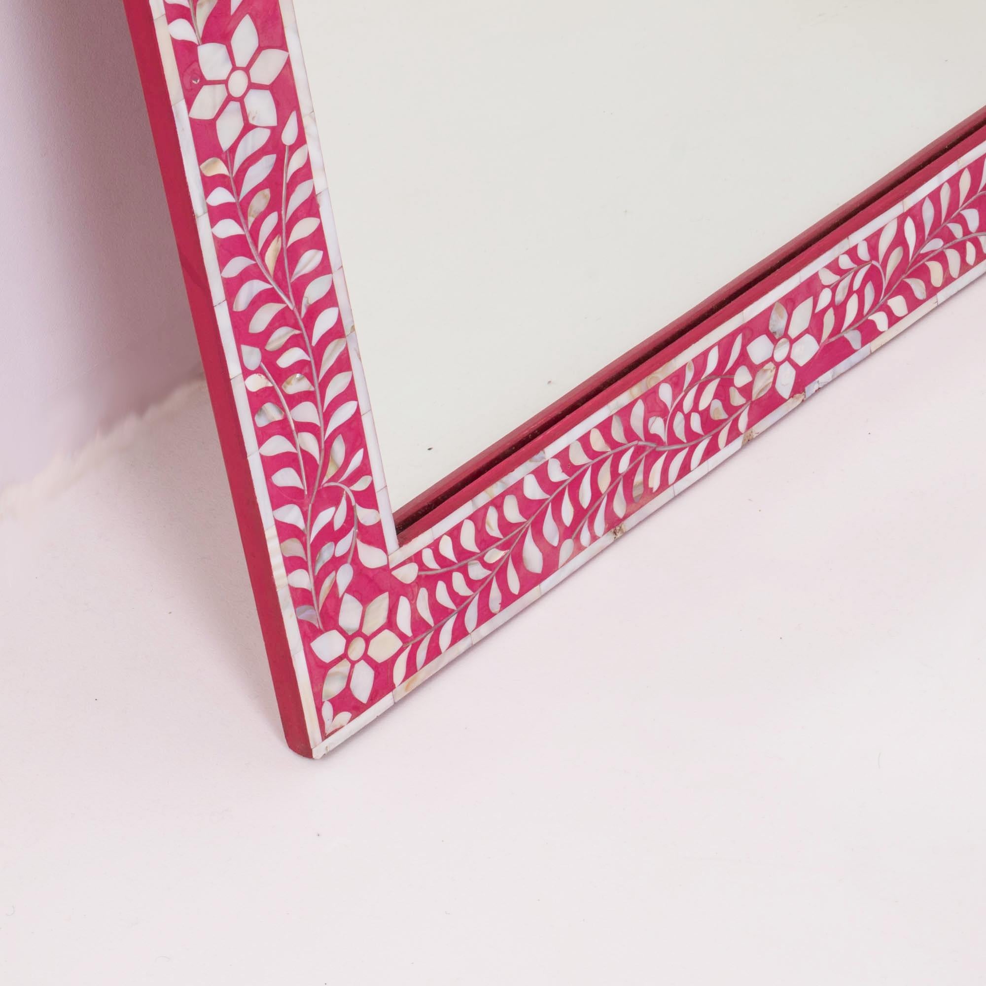 Pink Mother of Pearl Inlay Chest of Drawers and Mirror 5