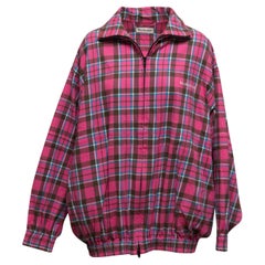 Veste zippée en coton à carreaux rose et multicolore Balenciaga Taille EU 34