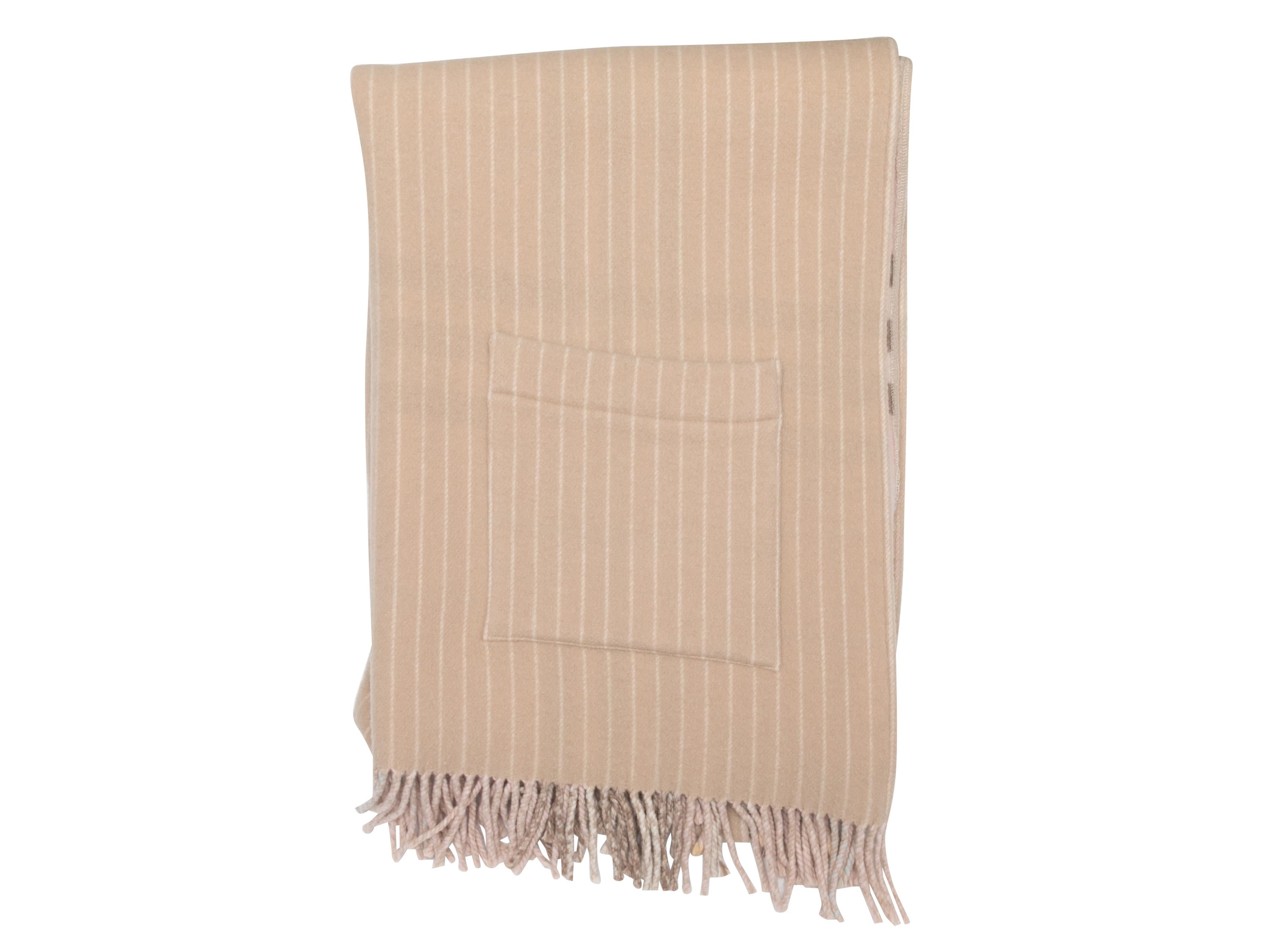Pink and multicolor merino wool and cashmere Nova Check patterned scarf by Burberry London. Fringe trim at ends. 26