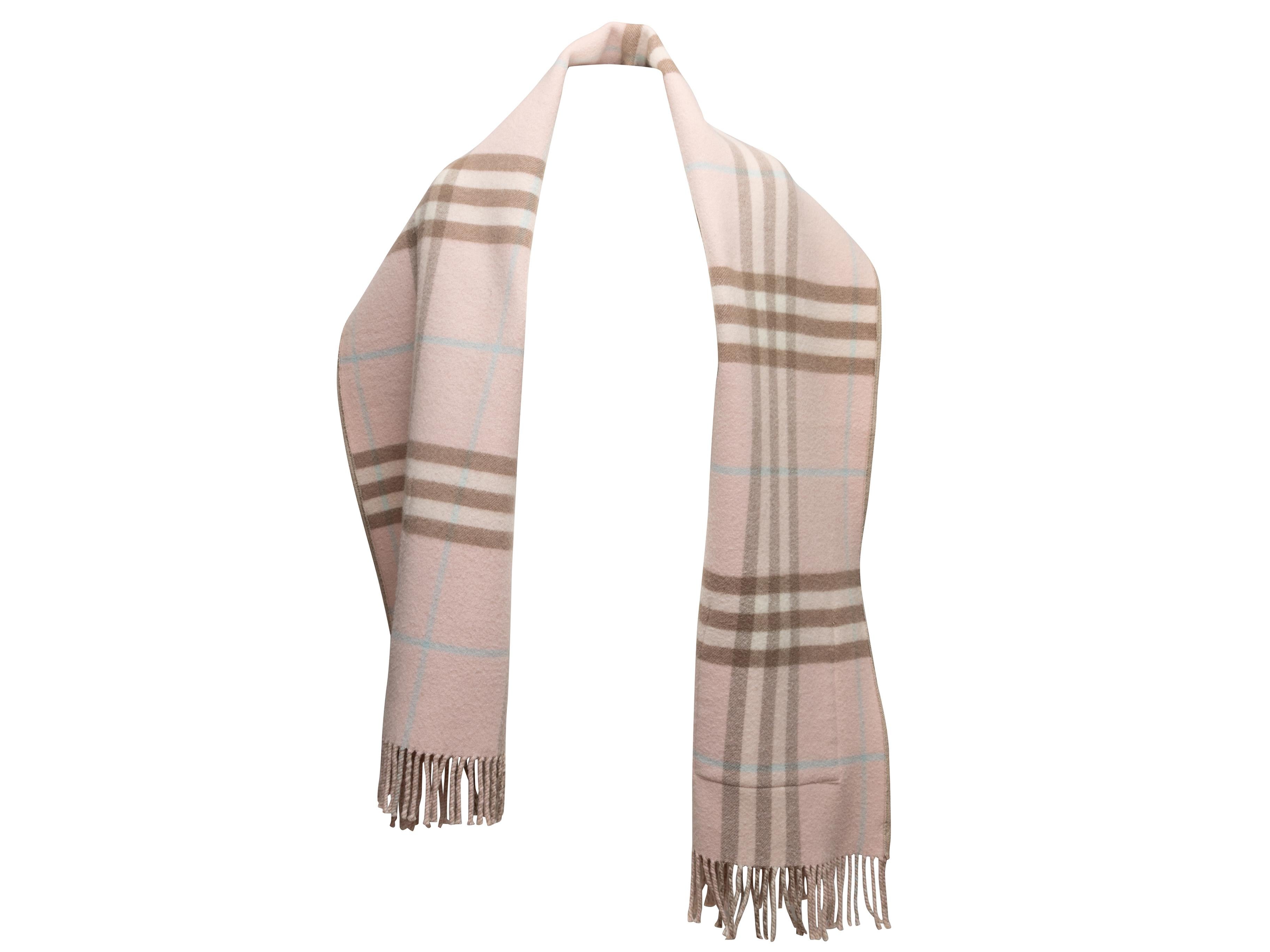 Beige Pink & Multicolor Burberry London Merino Wool & Cashmere Nova Check Scarf