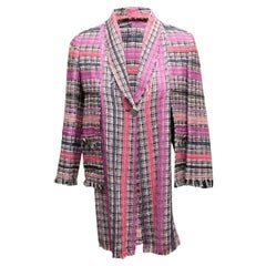 Rosa & mehrfarbige Chanel Cruise 2008 Tweed-Jacke Größe FR 38