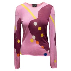 Pink & Multicolor Chanel Intarsia Abstract Patterned Sweater Size FR 38