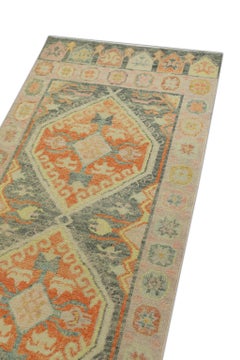 Pink Multicolor Handwoven Wool Turkish Oushak Runner 3' x 6'8"