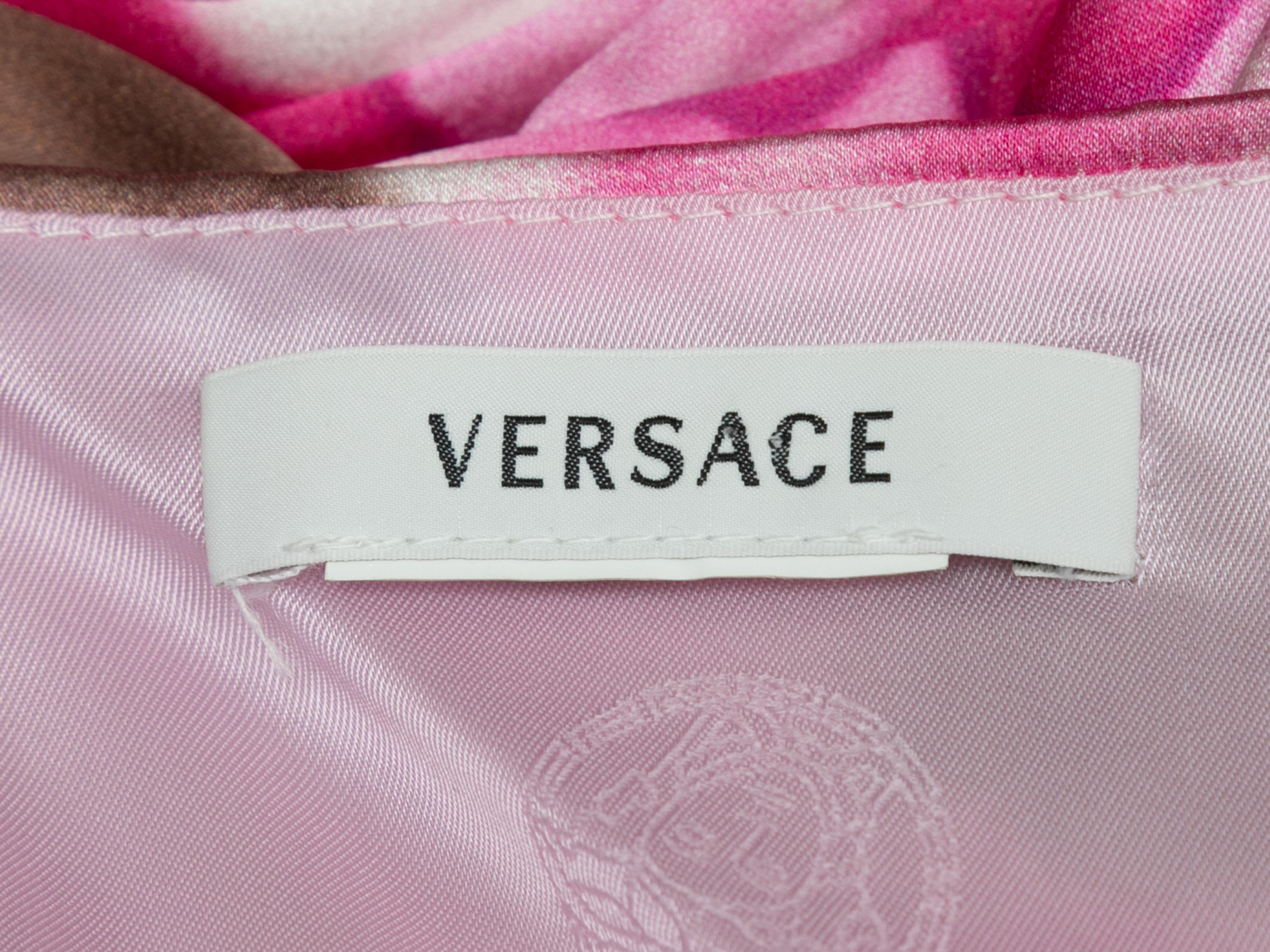 Women's Pink & Multicolor Versace Abstract Floral Print Sleeveless Dress