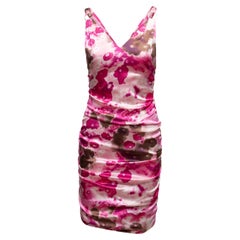 Pink & Multicolor Versace Abstract Floral Print Sleeveless Dress