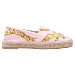 Espadrillas piatte Versace con stampa a catena, rosa e multicolori, taglia 37
