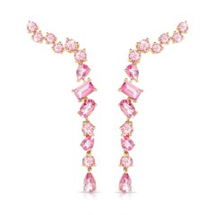 Boucles d'oreilles pendantes en or rose 14K Topaze rose multishape